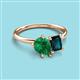 3 - Nadya Pear Shape Lab Created Emerald & Emerald Shape London Blue Topaz 2 Stone Duo Ring 