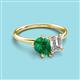 3 - Nadya Pear Shape Lab Created Emerald & Emerald Shape Forever One Moissanite 2 Stone Duo Ring 