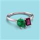 3 - Nadya Pear Shape Lab Created Emerald & Emerald Shape Rhodolite Garnet 2 Stone Duo Ring 