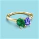 3 - Nadya Pear Shape Lab Created Emerald & Emerald Shape Tanzanite 2 Stone Duo Ring 