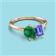 3 - Nadya Pear Shape Lab Created Emerald & Emerald Shape Tanzanite 2 Stone Duo Ring 