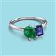 3 - Nadya Pear Shape Lab Created Emerald & Emerald Shape Iolite 2 Stone Duo Ring 