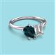 3 - Nadya Pear Shape London Blue Topaz & Emerald Shape GIA Certified Diamond 2 Stone Duo Ring 