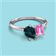 3 - Nadya Pear Shape London Blue Topaz & Emerald Shape Pink Sapphire 2 Stone Duo Ring 
