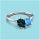 3 - Nadya Pear Shape London Blue Topaz & Emerald Shape Blue Topaz 2 Stone Duo Ring 