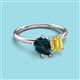 3 - Nadya Pear Shape London Blue Topaz & Emerald Shape Yellow Sapphire 2 Stone Duo Ring 