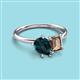 3 - Nadya Pear Shape London Blue Topaz & Emerald Shape Smoky Quartz 2 Stone Duo Ring 