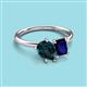 3 - Nadya Pear Shape London Blue Topaz & Emerald Shape Blue Sapphire 2 Stone Duo Ring 