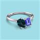 3 - Nadya Pear Shape London Blue Topaz & Emerald Shape Tanzanite 2 Stone Duo Ring 