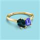 3 - Nadya Pear Shape London Blue Topaz & Emerald Shape Tanzanite 2 Stone Duo Ring 