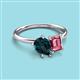 3 - Nadya Pear Shape London Blue Topaz & Emerald Shape Pink Tourmaline 2 Stone Duo Ring 