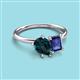 3 - Nadya Pear Shape London Blue Topaz & Emerald Shape Iolite 2 Stone Duo Ring 