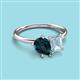 3 - Nadya Pear Shape London Blue Topaz & Emerald Shape Aquamarine 2 Stone Duo Ring 