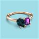 3 - Nadya Pear Shape London Blue Topaz & Emerald Shape Amethyst 2 Stone Duo Ring 