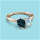 3 - Nadya Pear Shape London Blue Topaz & Emerald Shape Aquamarine 2 Stone Duo Ring 