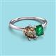 3 - Nadya Pear Shape Smoky Quartz & Emerald Shape Emerald 2 Stone Duo Ring 