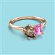 3 - Nadya Pear Shape Smoky Quartz & Emerald Shape Pink Sapphire 2 Stone Duo Ring 
