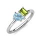 4 - Nadya Pear Shape Aquamarine & Emerald Shape Peridot 2 Stone Duo Ring 