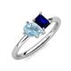 4 - Nadya Pear Shape Aquamarine & Emerald Shape Blue Sapphire 2 Stone Duo Ring 
