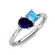 4 - Nadya Pear Shape Lab Created Blue Sapphire & Emerald Shape Blue Topaz 2 Stone Duo Ring 