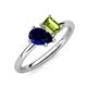 4 - Nadya Pear Shape Lab Created Blue Sapphire & Emerald Shape Peridot 2 Stone Duo Ring 
