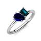 4 - Nadya Pear Shape Lab Created Blue Sapphire & Emerald Shape London Blue Topaz 2 Stone Duo Ring 