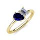 4 - Nadya Pear Shape Lab Created Blue Sapphire & Emerald Shape Forever Brilliant Moissanite 2 Stone Duo Ring 