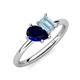 4 - Nadya Pear Shape Lab Created Blue Sapphire & Emerald Shape Aquamarine 2 Stone Duo Ring 