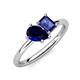 4 - Nadya Pear Shape Lab Created Blue Sapphire & Emerald Shape Iolite 2 Stone Duo Ring 