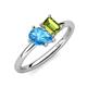4 - Nadya Pear Shape Blue Topaz & Emerald Shape Peridot 2 Stone Duo Ring 