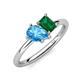 4 - Nadya Pear Shape Blue Topaz & Emerald Shape Emerald 2 Stone Duo Ring 