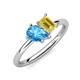 4 - Nadya Pear Shape Blue Topaz & Emerald Shape Yellow Sapphire 2 Stone Duo Ring 