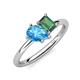 4 - Nadya Pear Shape Blue Topaz & Emerald Shape Lab Created Alexandrite 2 Stone Duo Ring 
