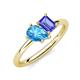 4 - Nadya Pear Shape Blue Topaz & Emerald Shape Tanzanite 2 Stone Duo Ring 