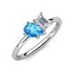 4 - Nadya Pear Shape Blue Topaz & Emerald Shape White Sapphire 2 Stone Duo Ring 
