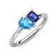 4 - Nadya Pear Shape Blue Topaz & Emerald Shape Iolite 2 Stone Duo Ring 