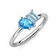 4 - Nadya Pear Shape Blue Topaz & Emerald Shape Aquamarine 2 Stone Duo Ring 