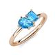 4 - Nadya Pear & Emerald Shape Blue Topaz 2 Stone Duo Ring 