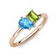 4 - Nadya Pear Shape Blue Topaz & Emerald Shape Peridot 2 Stone Duo Ring 