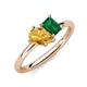4 - Nadya Pear Shape Citrine & Emerald Shape Emerald 2 Stone Duo Ring 