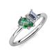 4 - Nadya Pear Shape Lab Created Alexandrite & Emerald Shape GIA Certified Diamond 2 Stone Duo Ring 
