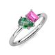 4 - Nadya Pear Shape Lab Created Alexandrite & Emerald Shape Pink Sapphire 2 Stone Duo Ring 