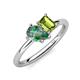 4 - Nadya Pear Shape Lab Created Alexandrite & Emerald Shape Peridot 2 Stone Duo Ring 