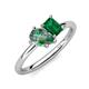 4 - Nadya Pear Shape Lab Created Alexandrite & Emerald Shape Emerald 2 Stone Duo Ring 