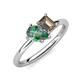 4 - Nadya Pear Shape Lab Created Alexandrite & Emerald Shape Smoky Quartz 2 Stone Duo Ring 