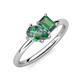 4 - Nadya Pear & Emerald Shape Lab Created Alexandrite 2 Stone Duo Ring 