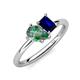 4 - Nadya Pear Shape Lab Created Alexandrite & Emerald Shape Blue Sapphire 2 Stone Duo Ring 
