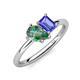 4 - Nadya Pear Shape Lab Created Alexandrite & Emerald Shape Tanzanite 2 Stone Duo Ring 
