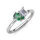 4 - Nadya Pear Shape Lab Created Alexandrite & Emerald Shape White Sapphire 2 Stone Duo Ring 