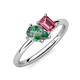 4 - Nadya Pear Shape Lab Created Alexandrite & Emerald Shape Pink Tourmaline 2 Stone Duo Ring 
